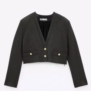 NWT Zara Charcoal Cropped Blazer